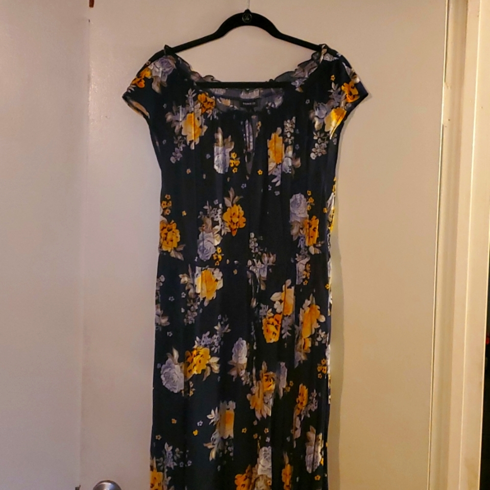 Torrid Blue and Yellow Floral Maxi Dress
